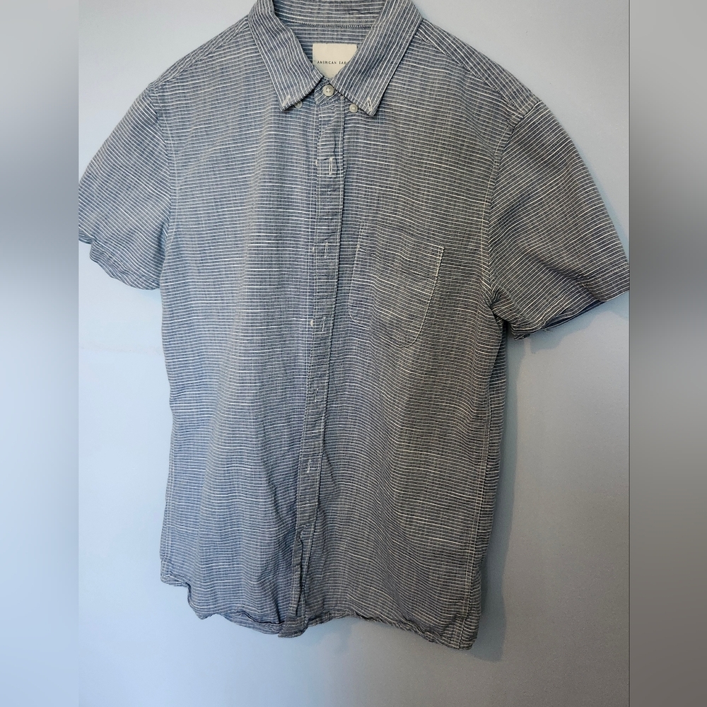 American Eagle Outfitters Gray Striped Casual Shirt